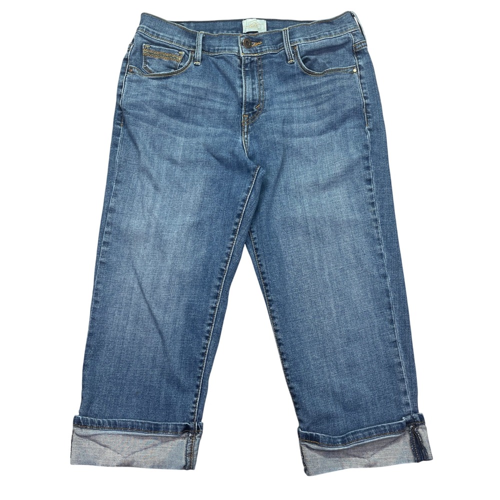 Signature Levi Strauss Capri Jeans Cuffed Hem Denim Blue‎ Size 6 Fits 29" Grunge